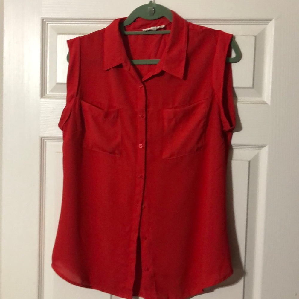 Coral sleeveless blouse